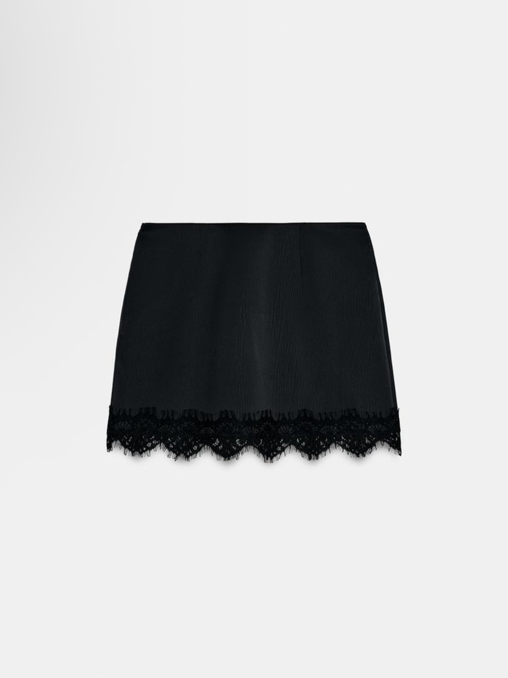 Zara Black Mini Skirt with Lace Trim - Picture 3 of 4